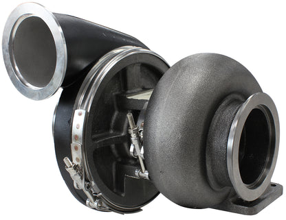 BOOSTED 8075 T4 1.10 Turbocharger 1250HP, Hi Temp Black Finish   External Wastegate, T4 Twin Entry Inlet Flange, V-Band Exhaust Flange