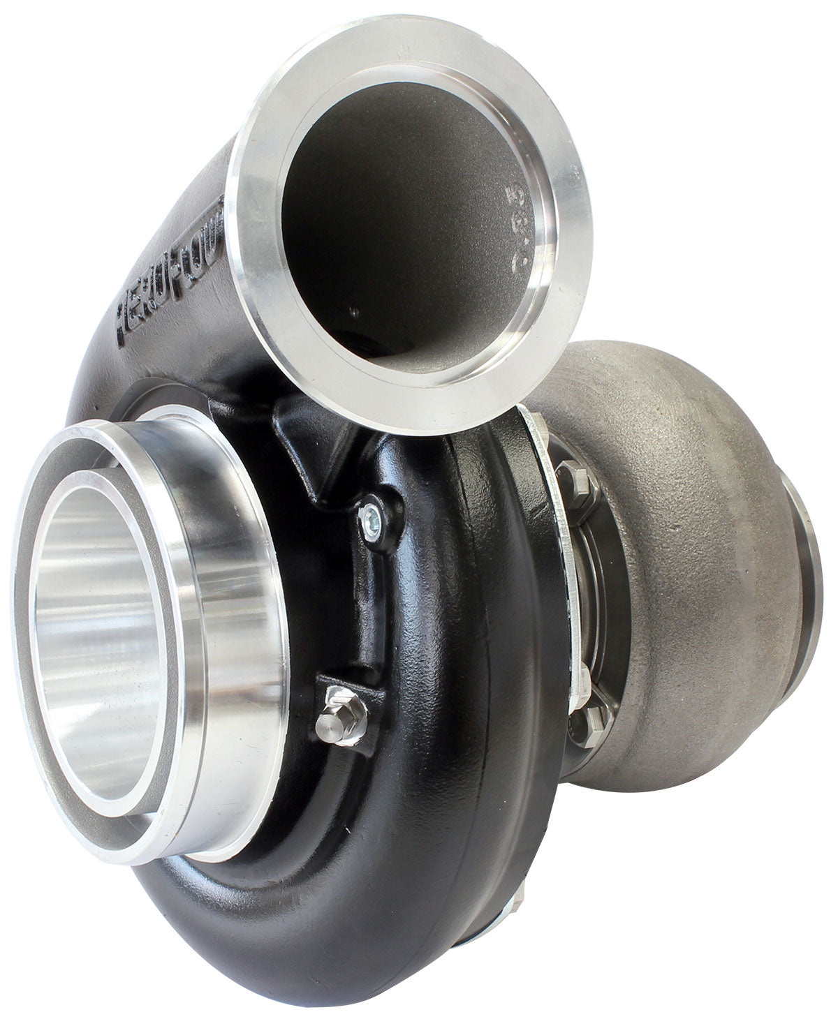 BOOSTED B7875 T4 .96 Turbocharger 1150HP, Hi Temp Black Finish   External Wastegate, T4 Twin Entry Inlet Flange, V-Band Exhaust Flange