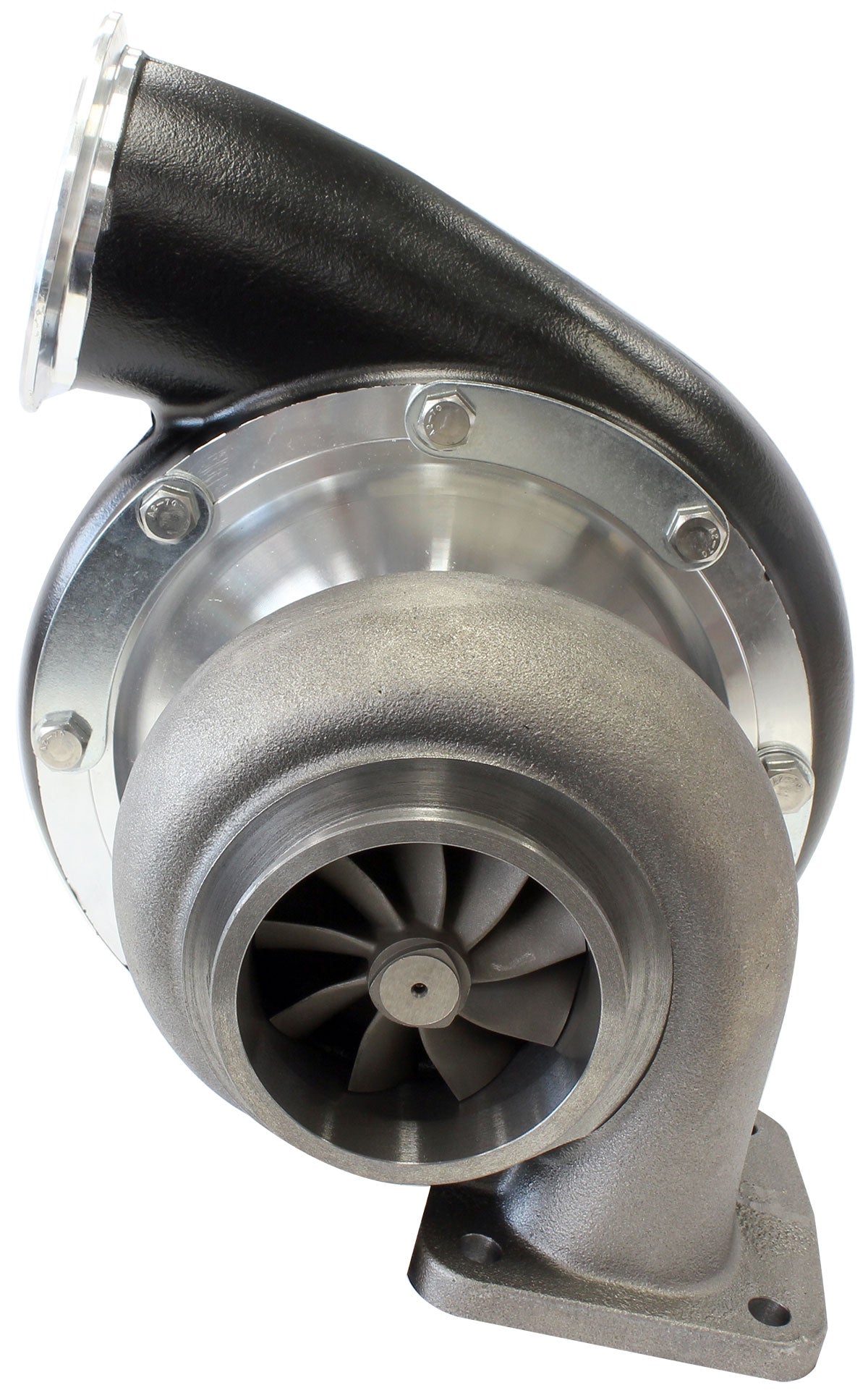 BOOSTED B7875 T4 .96 Turbocharger 1150HP, Hi Temp Black Finish   External Wastegate, T4 Twin Entry Inlet Flange, V-Band Exhaust Flange
