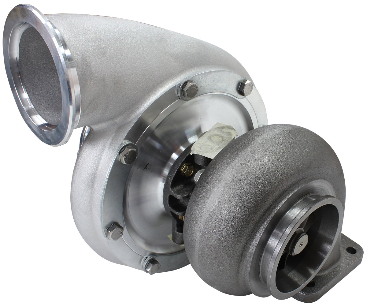 BOOSTED B7875 T4 .96 Turbocharger 1150HP, Natural Cast Finish   External Wastegate, T4 Twin Entry Inlet Flange, V-Band Exhaust Flange