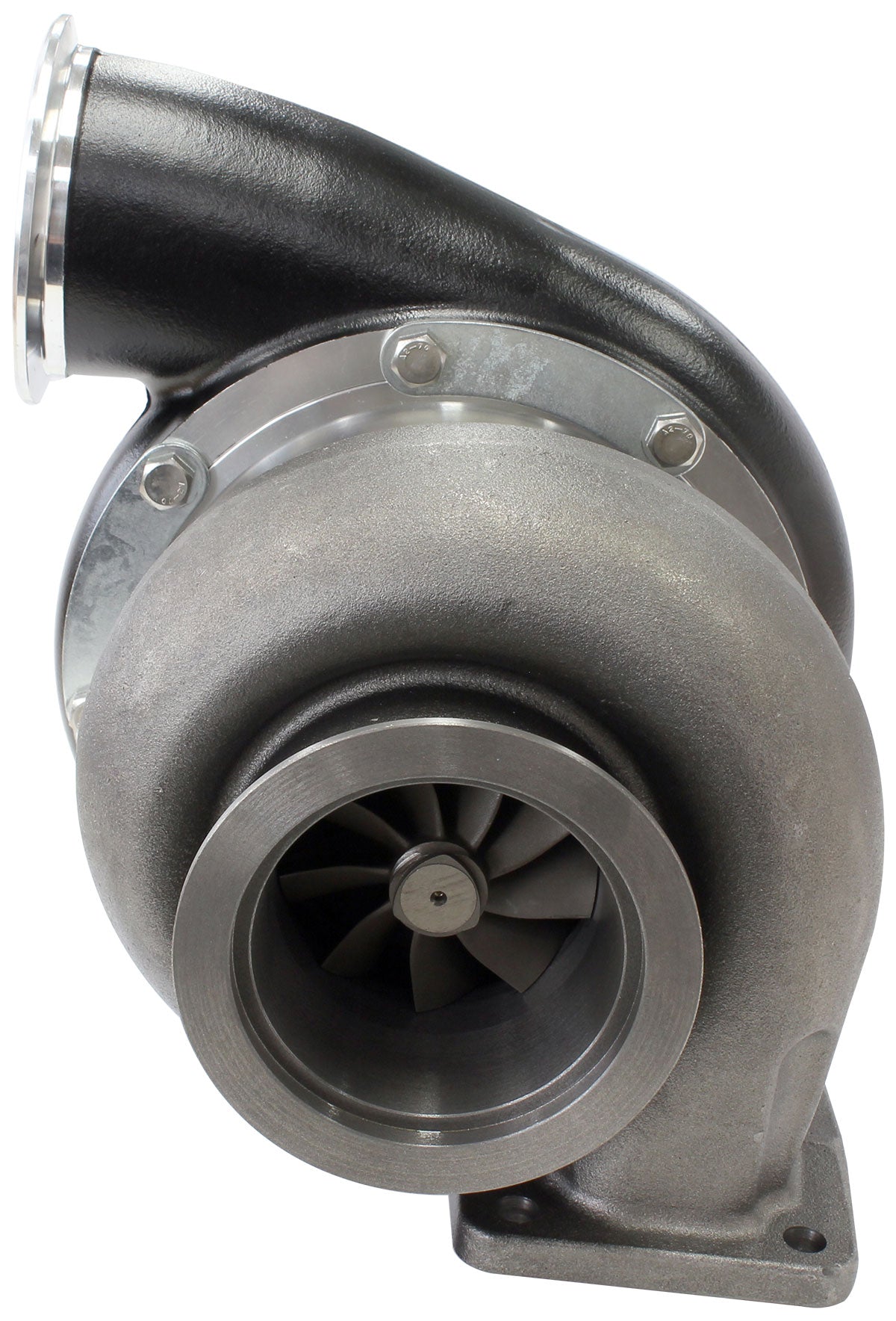 BOOSTED B7875 T4 1.25 Turbocharger 1150HP, Hi Temp Black Finish   External Wastegate, T4 Twin Entry Inlet Flange, V-Band Exhaust Flange