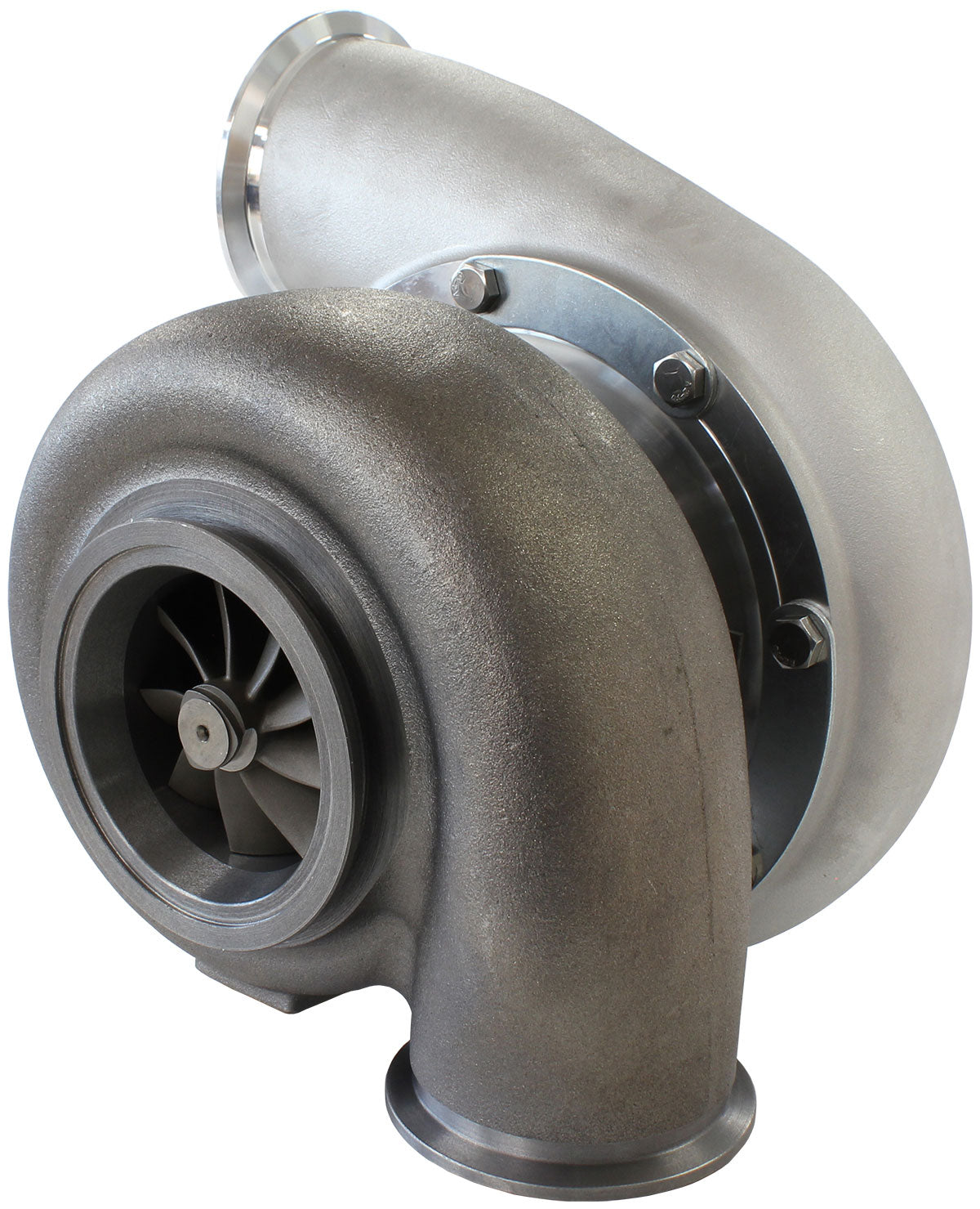 BOOSTED B7875 V-Band 1.28 Turbocharger 1150HP, Natural Cast Finish   External Wastegate, V-Band Inlet & Exhaust Flanges