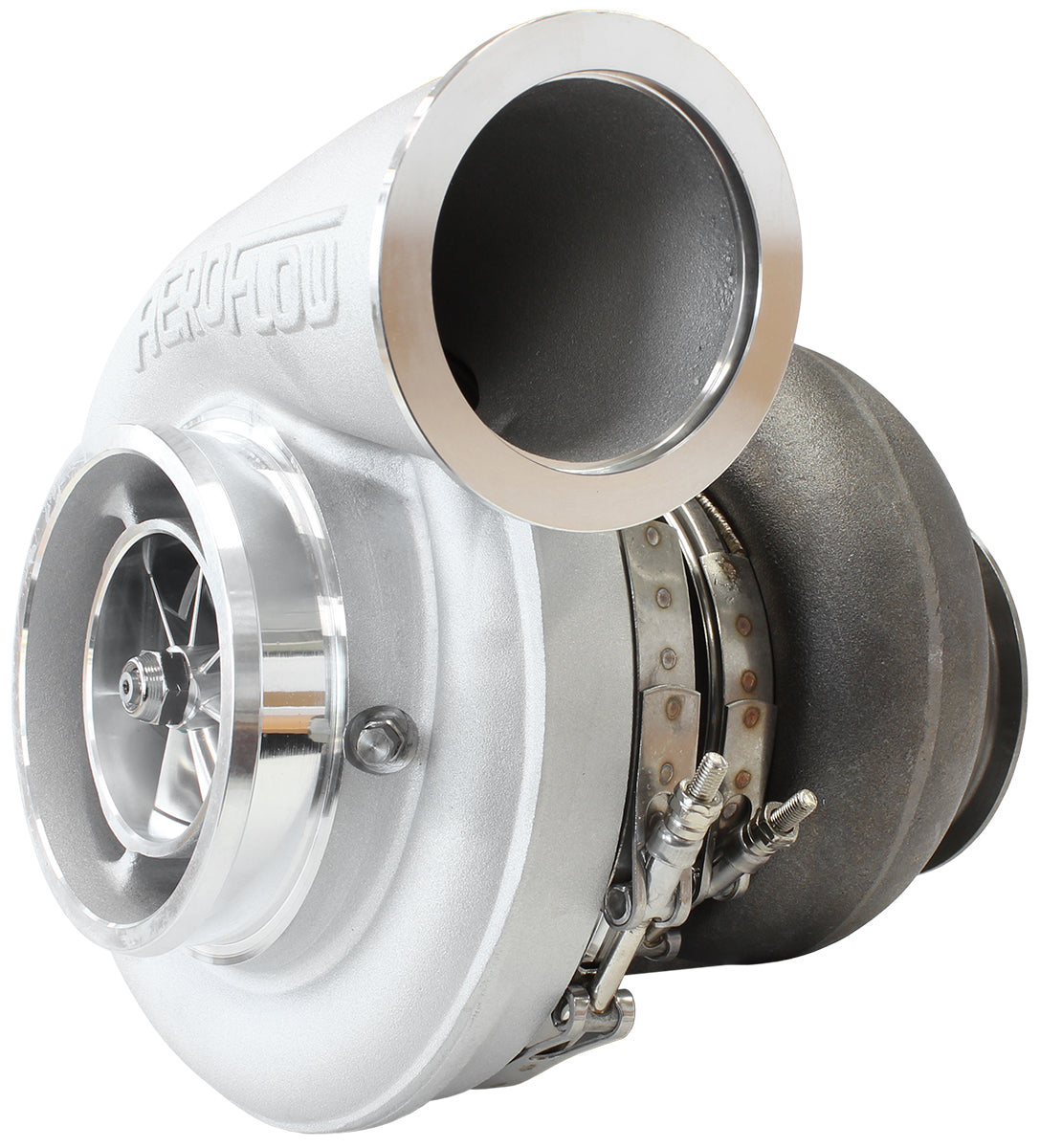 BOOSTED 7588 T4 1.25 Turbocharger 1500HP, Natural Cast Finish   External Wastegate, T4 Twin Entry Inlet Flange, V-Band Exhaust Flange