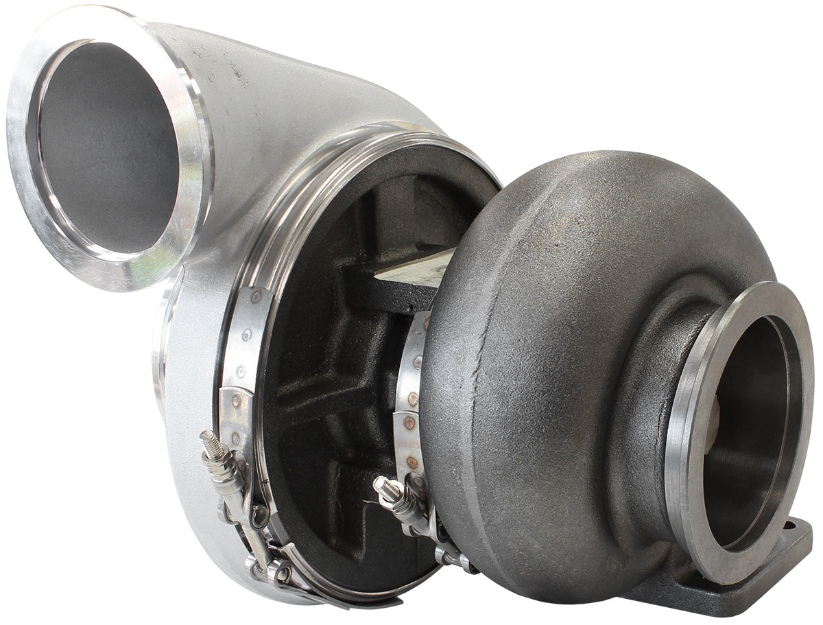 BOOSTED 7588 T4 1.25 Turbocharger 1500HP, Natural Cast Finish   External Wastegate, T4 Twin Entry Inlet Flange, V-Band Exhaust Flange