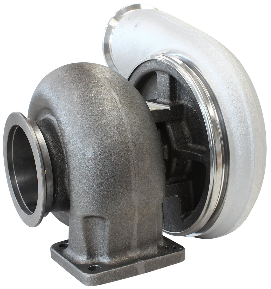 BOOSTED 7588 T4 1.25 Turbocharger 1500HP, Natural Cast Finish   External Wastegate, T4 Twin Entry Inlet Flange, V-Band Exhaust Flange