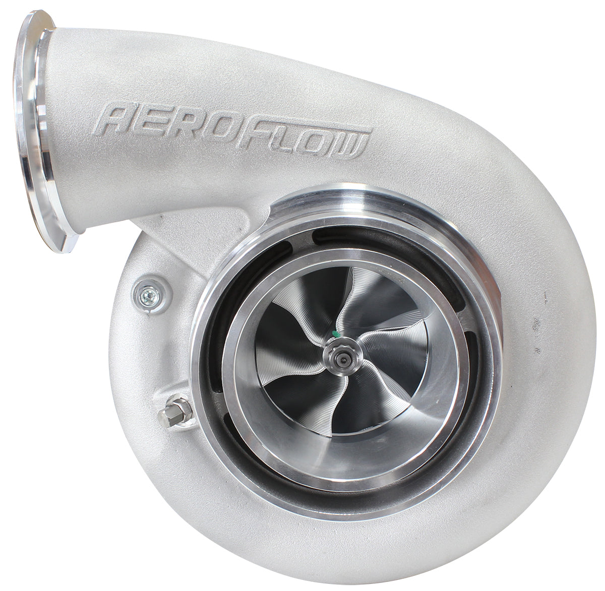 BOOSTED B7875 T4 .96 Reverse Rotation Turbocharger 1150HP, Natural Cast Finish   External Wastegate, T4 Twin Entry Inlet Flange, V-Band Exhaust Flange