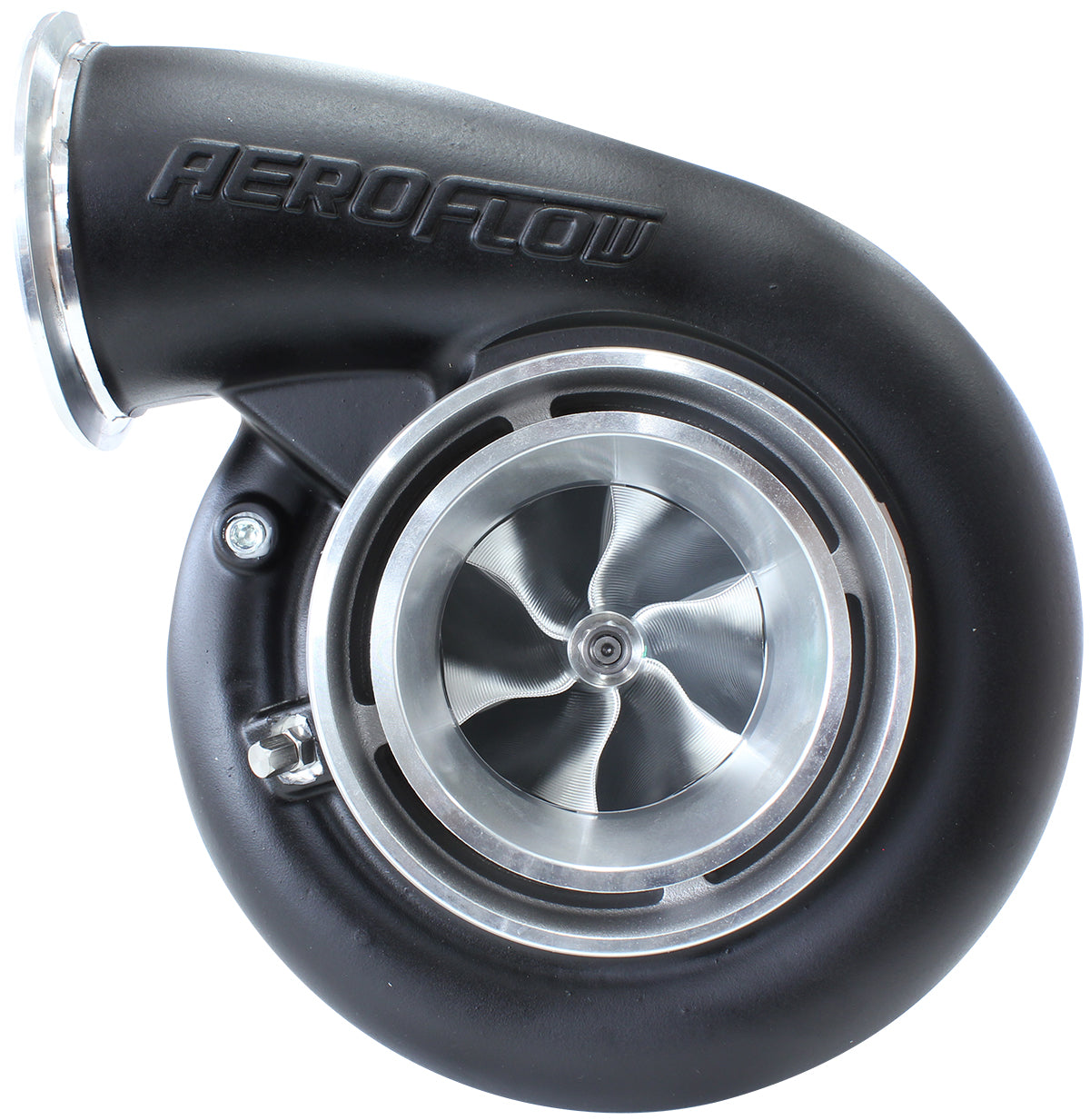 BOOSTED B7875 T4 .96 Reverse Rotation Turbocharger 1150HP, Hi Temp Black Finish   External Wastegate, T4 Twin Entry Inlet Flange, V-Band Exhaust Flange
