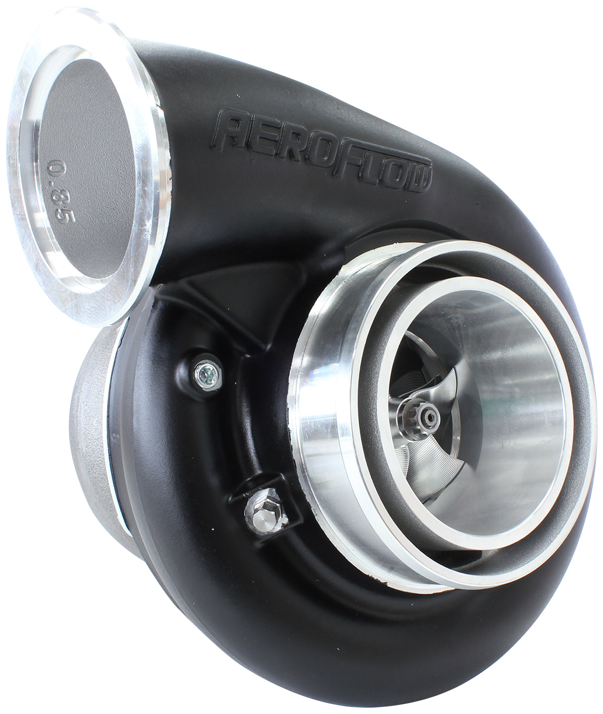 BOOSTED B7875 T4 .96 Reverse Rotation Turbocharger 1150HP, Hi Temp Black Finish   External Wastegate, T4 Twin Entry Inlet Flange, V-Band Exhaust Flange