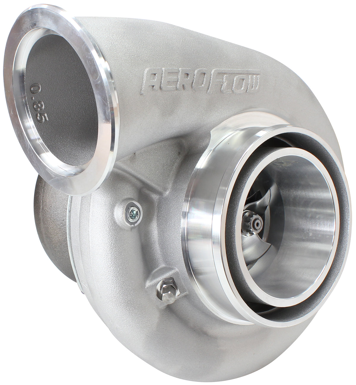 BOOSTED B7875 T4 .96 Reverse Rotation Turbocharger 1150HP, Natural Cast Finish   External Wastegate, T4 Twin Entry Inlet Flange, V-Band Exhaust Flange