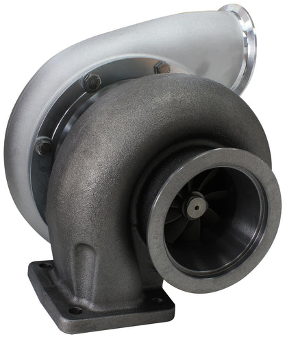 BOOSTED B7875 T4 1.25 Reverse Rotation Turbocharger 1150HP, Natural Cast Finish   External Wastegate, T4 Twin Entry Inlet Flange, V-Band Exhaust Flange