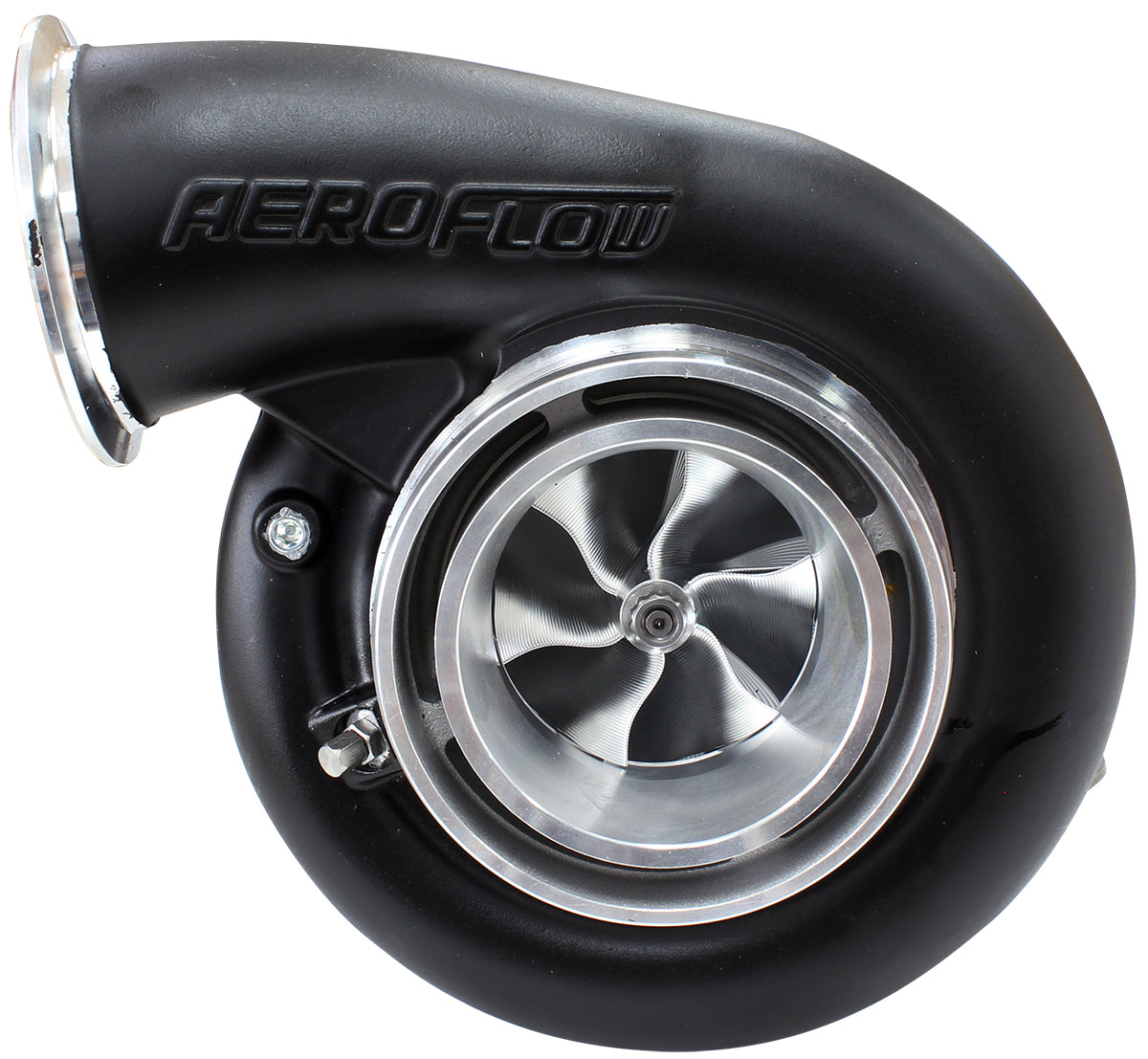 BOOSTED B7875 1.01 Reverse Rotation Turbocharger 1150HP, Hi Temp Black Finish   External Wastegate, V-Band Inlet & Exhaust Flanges