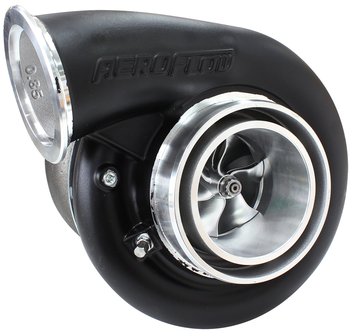BOOSTED B7875 1.01 Reverse Rotation Turbocharger 1150HP, Hi Temp Black Finish   External Wastegate, V-Band Inlet & Exhaust Flanges