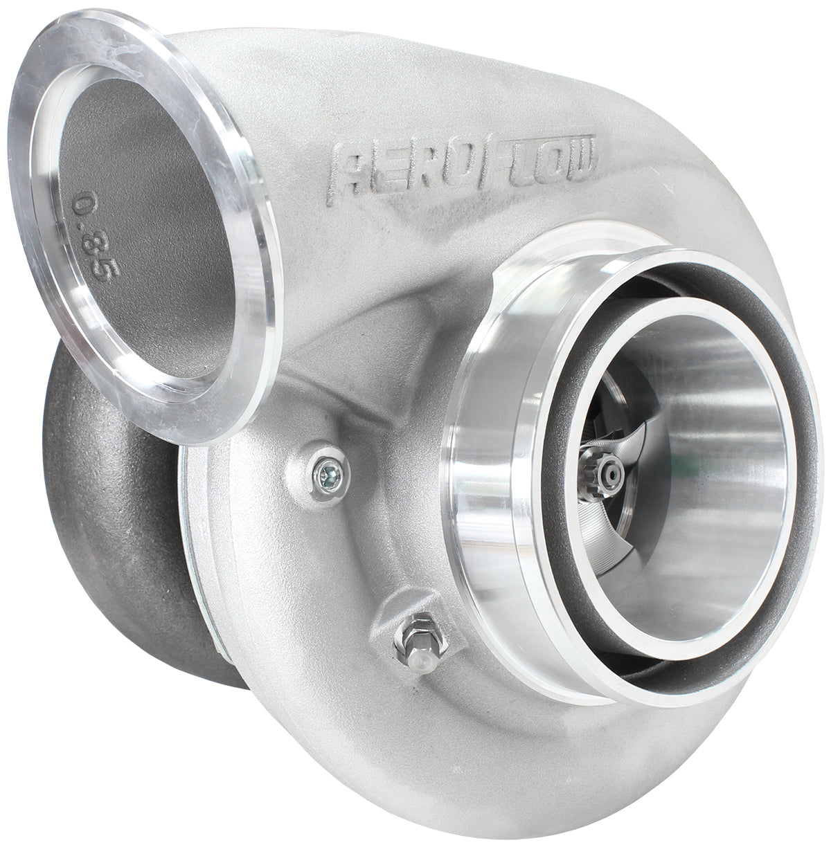 BOOSTED B7875 1.01 Reverse Rotation Turbocharger 1150HP, Natural Cast Finish   External Wastegate, V-Band Inlet & Exhaust Flanges