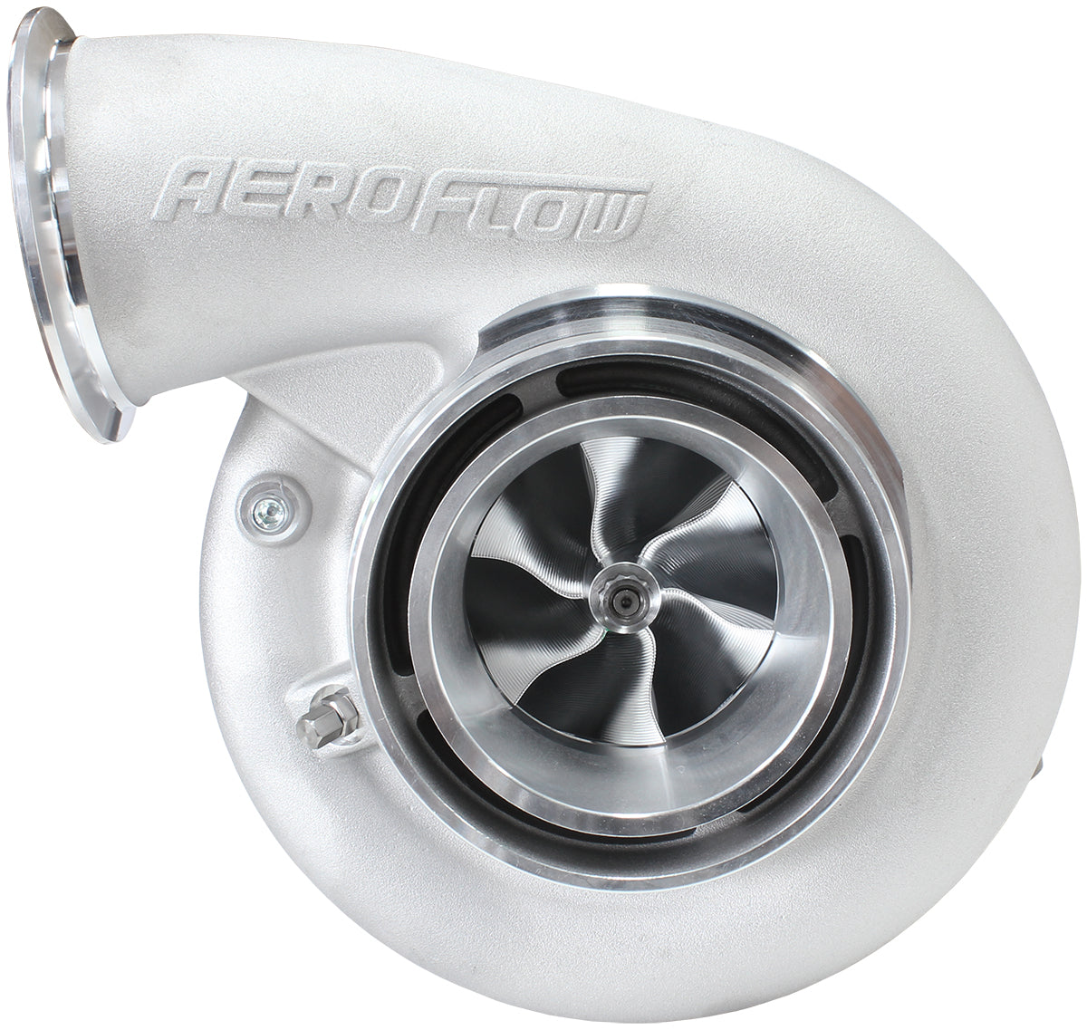BOOSTED B7875 1.28 Reverse Rotation Turbocharger 1150HP, Natural Cast Finish   External Wastegate, V-Band Inlet & Exhaust Flanges