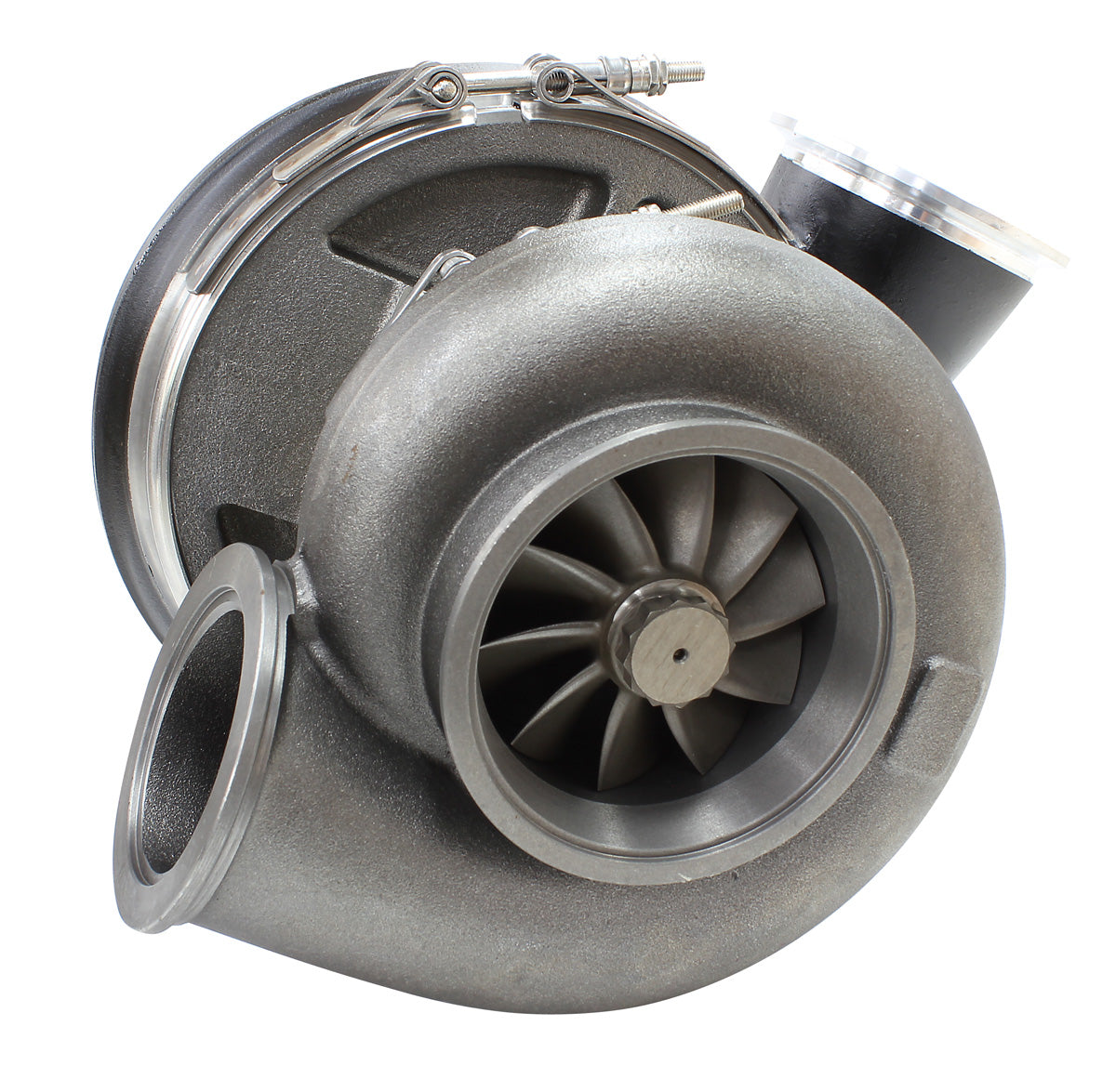 BOOSTED 7588 V-Band 1.31 Turbocharger 1500HP, Hi Temp Black Finish   External Wastegate, V-Band Inlet & Exhaust Flanges