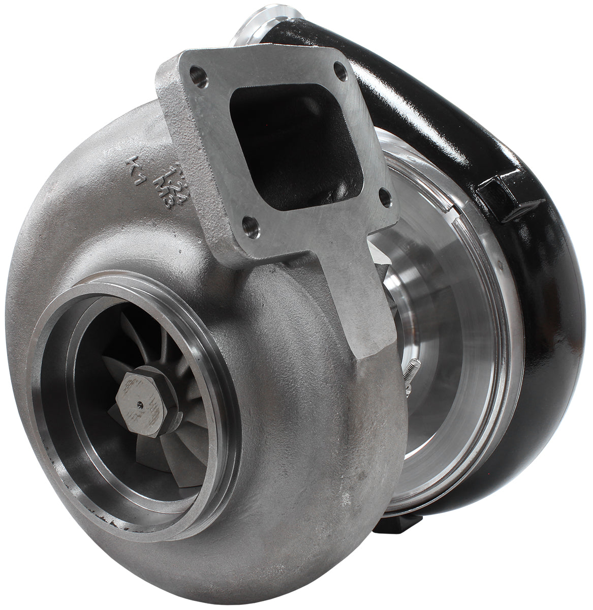 BOOSTED 94102 T6 1.24 Turbocharger 2500HP, Hi Temp Black Finish   External Wastegate, T6 Twin Entry Inlet Flange, V-Band Exhaust Flange