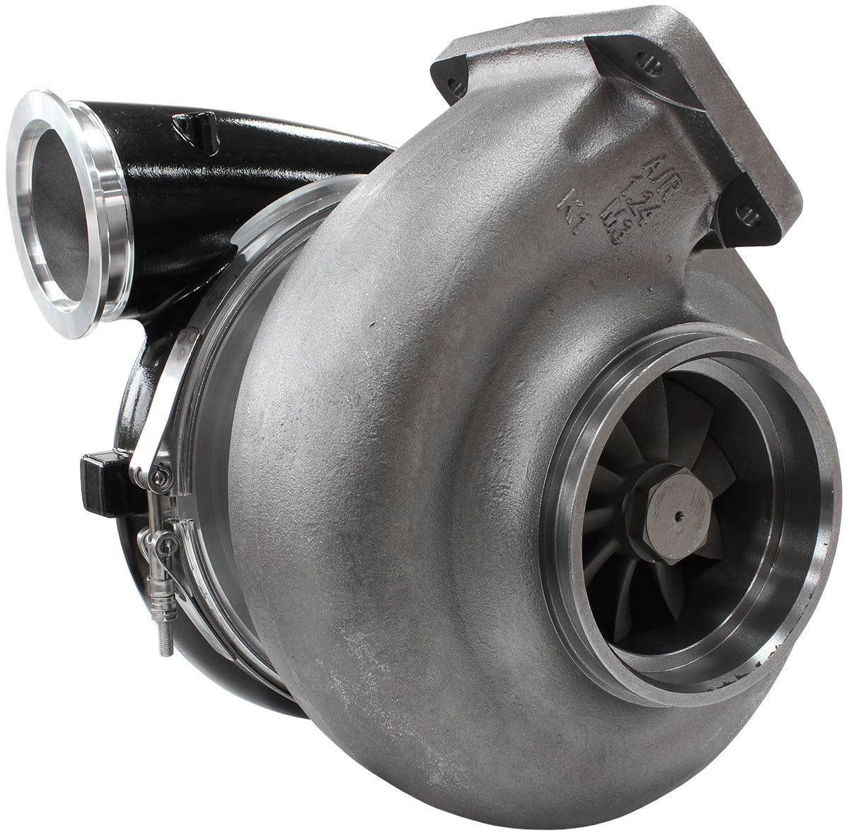 BOOSTED 102102 T6 1.24 Turbocharger 2850HP, Hi Temp Black Finish   External Wastegate, T6 Twin Entry Inlet Flange, V-Band Exhaust Flange
