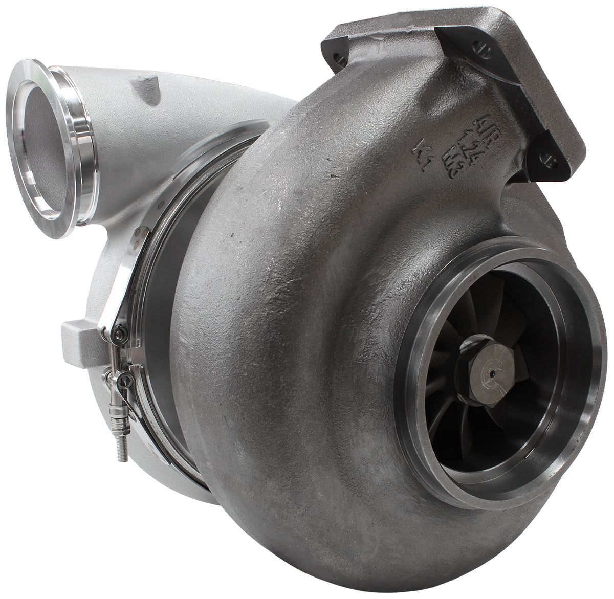 BOOSTED 102102 T6 1.24 Turbocharger 2850HP, Natural Cast Finish   External Wastegate, T6 Twin Entry Inlet Flange, V-Band Exhaust Flange