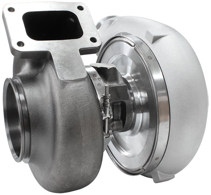 BOOSTED 102102 T6 1.24 Turbocharger 2850HP, Natural Cast Finish   External Wastegate, T6 Twin Entry Inlet Flange, V-Band Exhaust Flange