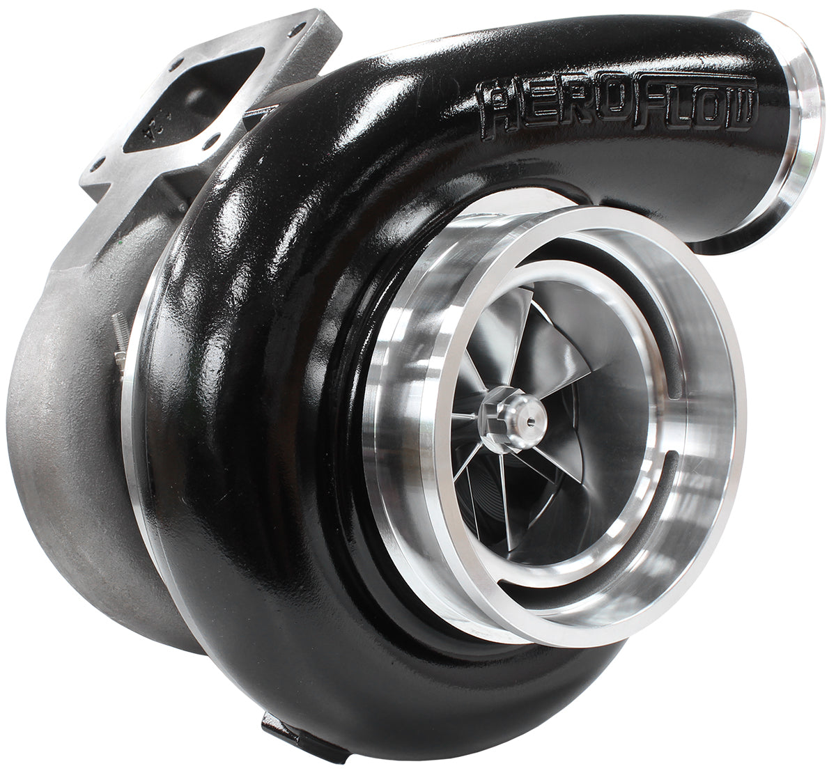 BOOSTED 106102 T6 1.24 Turbocharger 2850HP, Hi Temp Black Finish   External Wastegate, T6 Twin Entry Inlet Flange, V-Band Exhaust Flange