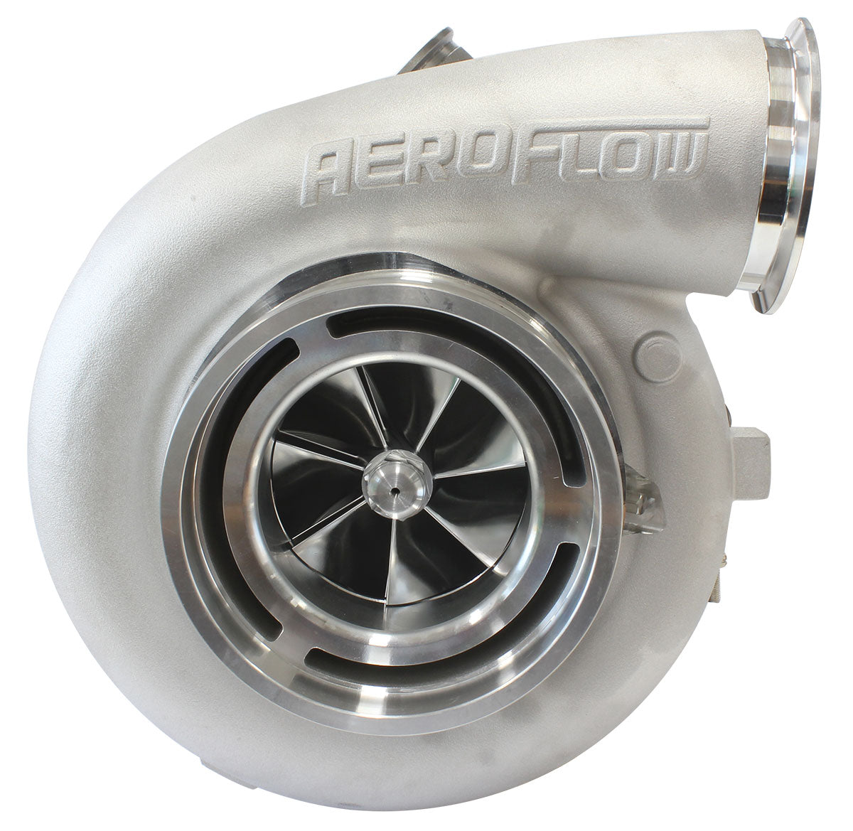 BOOSTED 94102 V-Band 1.22 Turbocharger 2500HP, Natural Cast Finish   External Wastegate, V-Band Inlet & Exhaust Flanges
