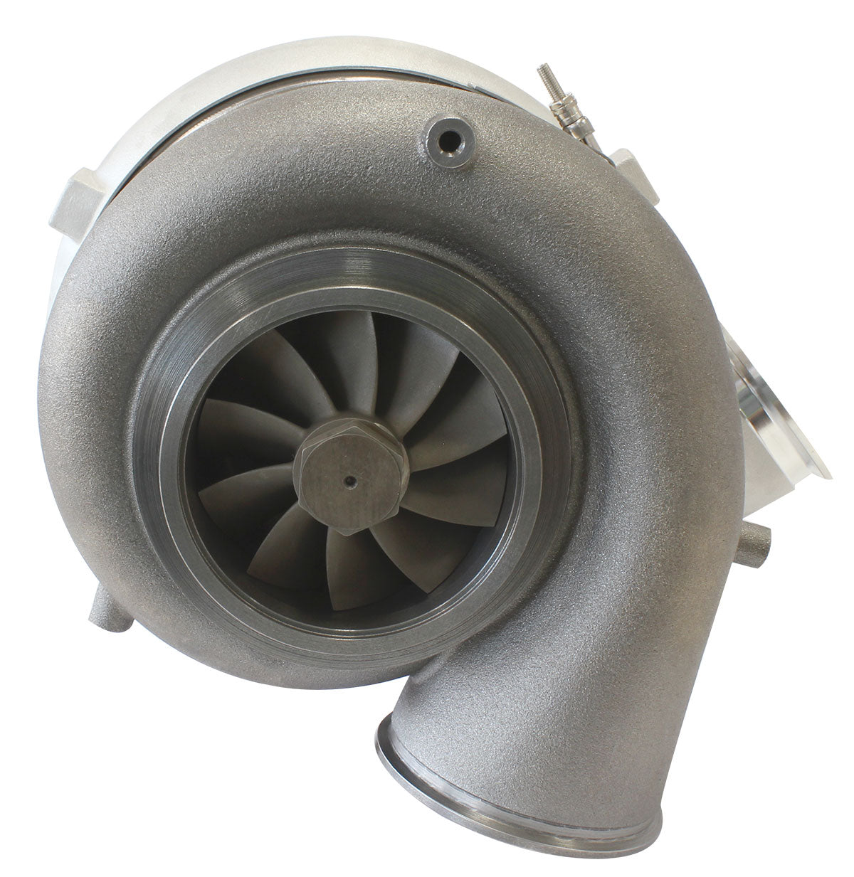 BOOSTED 94102 V-Band 1.22 Turbocharger 2500HP, Natural Cast Finish   External Wastegate, V-Band Inlet & Exhaust Flanges