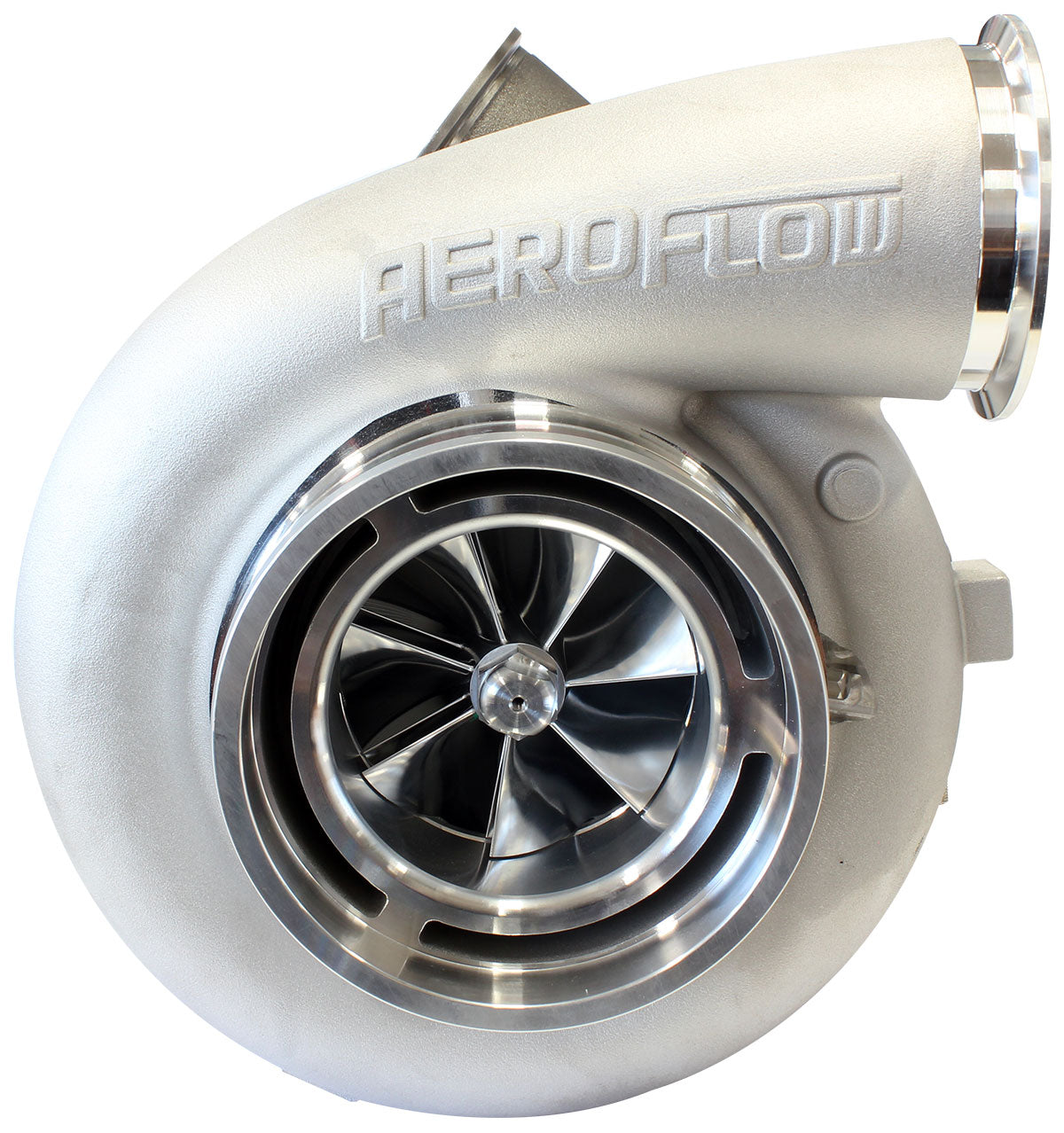 BOOSTED 98102 V-Band 1.22 Turbocharger 2500HP, Natural Cast Finish   External Wastegate, V-Band Inlet & Exhaust Flanges