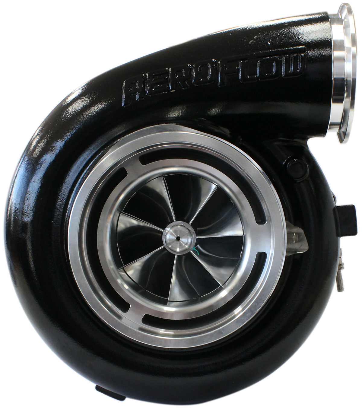 BOOSTED 98102 V-Band 1.22 Turbocharger 2500HP, Hi Temp Black Finish   External Wastegate, V-Band Inlet & Exhaust Flanges
