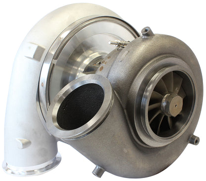 BOOSTED 98102 V-Band 1.22 Turbocharger 2500HP, Natural Cast Finish   External Wastegate, V-Band Inlet & Exhaust Flanges
