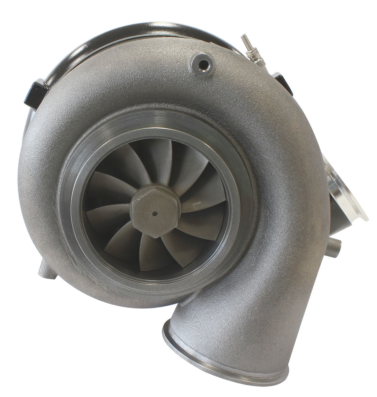 BOOSTED 102102 V-Band 1.22 Turbocharger 2500HP, Hi Temp Black Finish   External Wastegate, V-Band Inlet & Exhaust Flanges