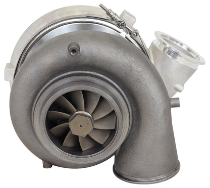 BOOSTED 102102 V-Band 1.22 Turbocharger 2500HP, Natural Cast Finish   External Wastegate, V-Band Inlet & Exhaust Flanges