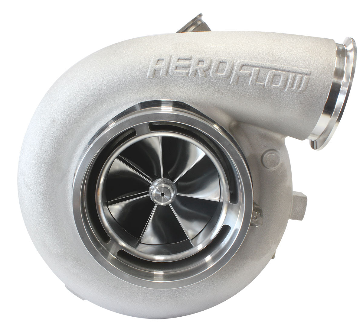 BOOSTED 106102 V-Band 1.22 Turbocharger 2500HP, Natural Cast Finish   External Wastegate, V-Band Inlet & Exhaust Flanges