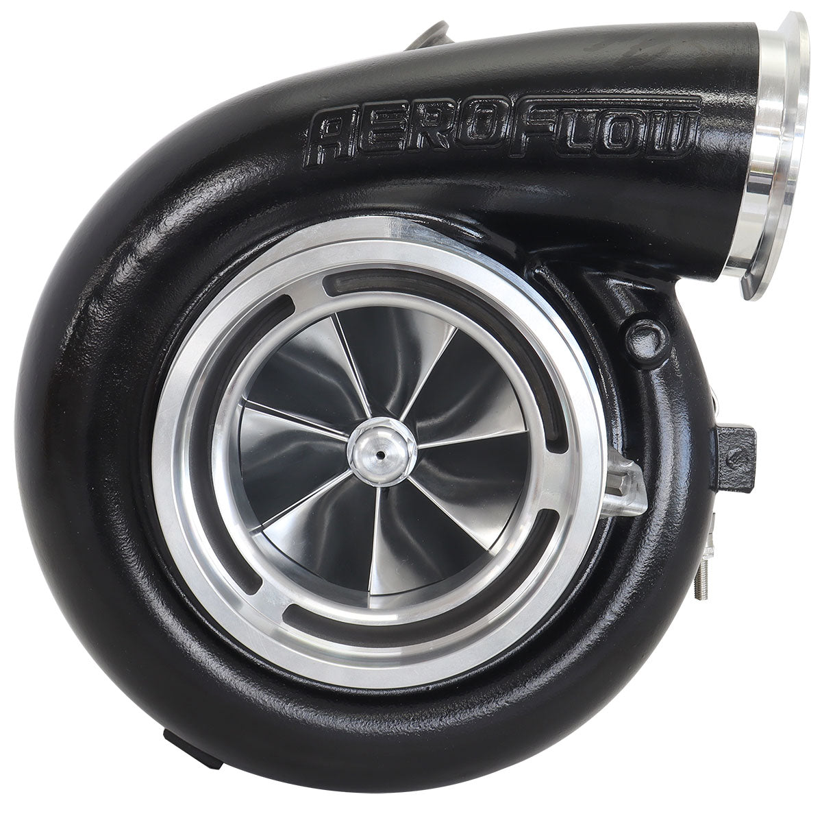BOOSTED 106102 V-Band 1.22 Turbocharger 2500HP, Hi Temp Black Finish   External Wastegate, V-Band Inlet & Exhaust Flanges