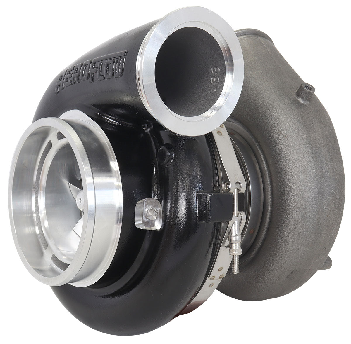 BOOSTED 106102 V-Band 1.22 Turbocharger 2500HP, Hi Temp Black Finish   External Wastegate, V-Band Inlet & Exhaust Flanges