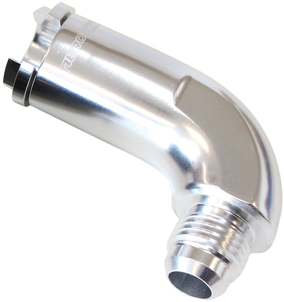 90° Push-On EFI Fuel Fitting   5/16" return side to -6AN, Silver