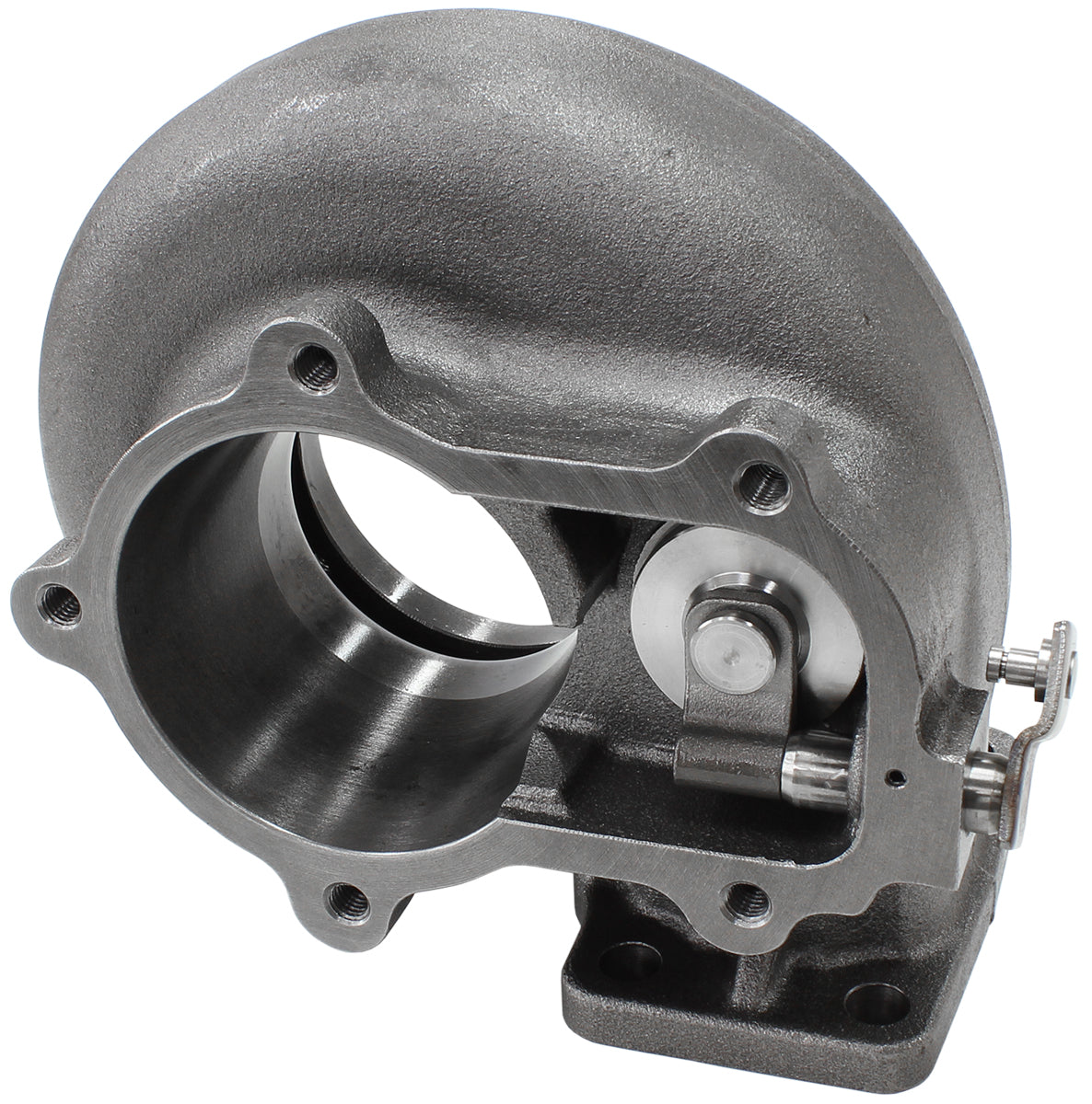 Boosted .64 A/R T25/T28 Inlet & Nissan 5 Bolt Outlet Turbo Exhaust Housing, Suits Boosted Nissan 4748, 5054 & 5447 Turbochargers    Cast Iron Material, Internal Wastegate