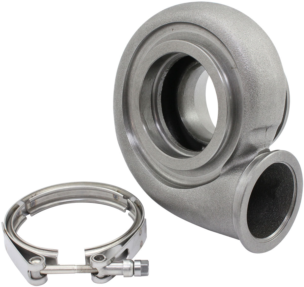 Boosted 0.83 A/R V-Band Inlet & V-Band Outlet Turbo Exhaust Housing, Suits Boosted B5455 & B5855 Turbochargers    Cast Iron Material