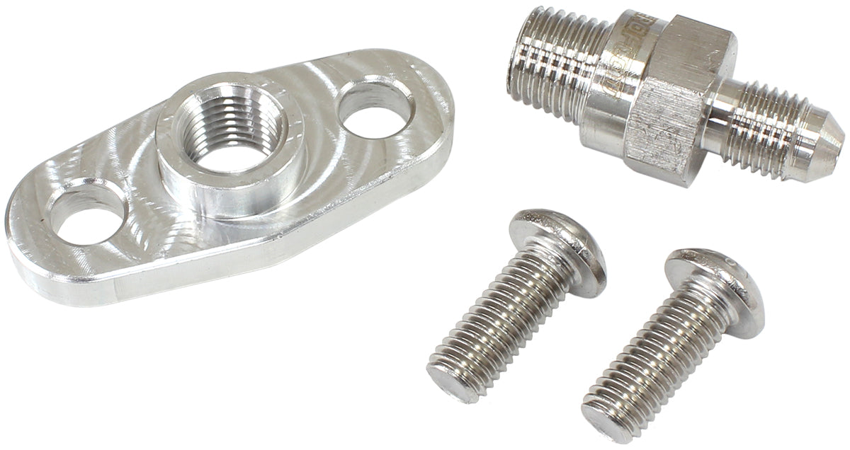 Turbo Oil Feed Plate  1/4" NPT Port With -4AN Adapter