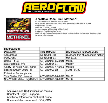 Aeroflow Methanol Racing Fuel  200 Litre / 52 Gallon Drum