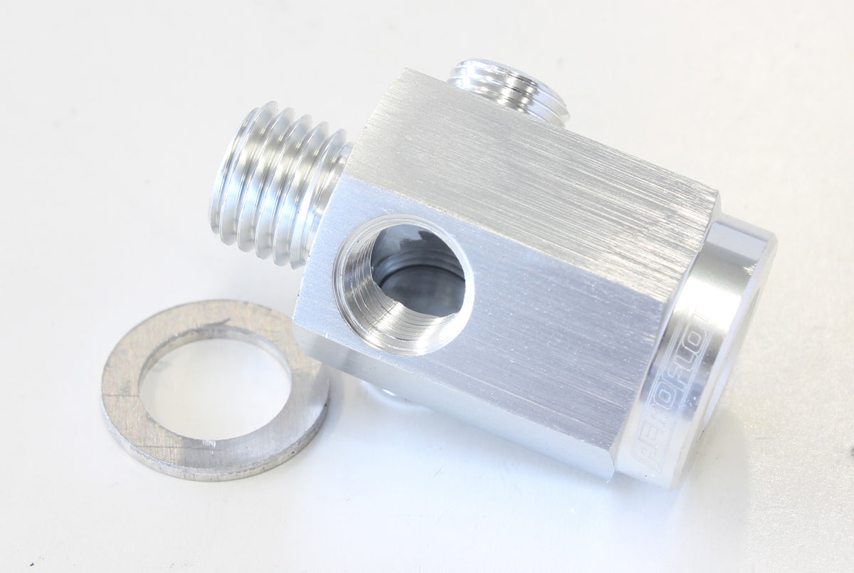 Metric Extension with 1/8" Port   Silver Finish. M12 x 1.5 Thread