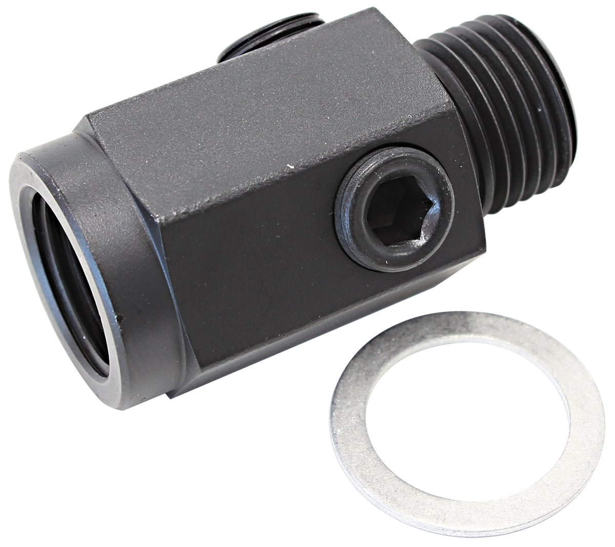 Metric Extension with 1/8" Port - Steel   Black Finish. M16 x 1.5 Thread
