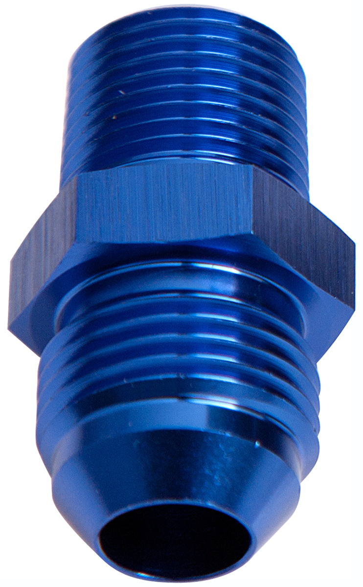 NPT to Straight Male Flare Adapter 1/4" to -10AN  Blue Finish