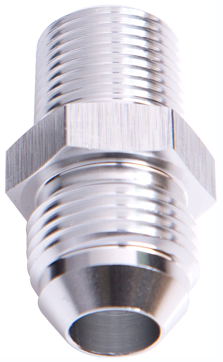 NPT to Straight Male Flare Adapter 1/4" to -10AN  Silver Finish