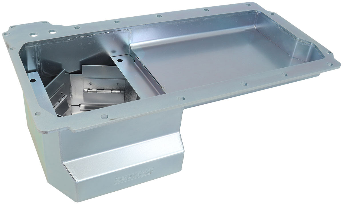 Aeroflow Fabricated GM LS Rear Sump Oil Pan with Oil Filter Attachment  Holds 6.6 Litres, Extra Oil Filter Clearance