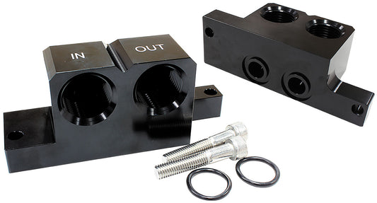 Aeroflow 90Â° Oil Block Adapter   Suits GM LS Series with Front or Rear Sump with Left Hand Starter Conversion