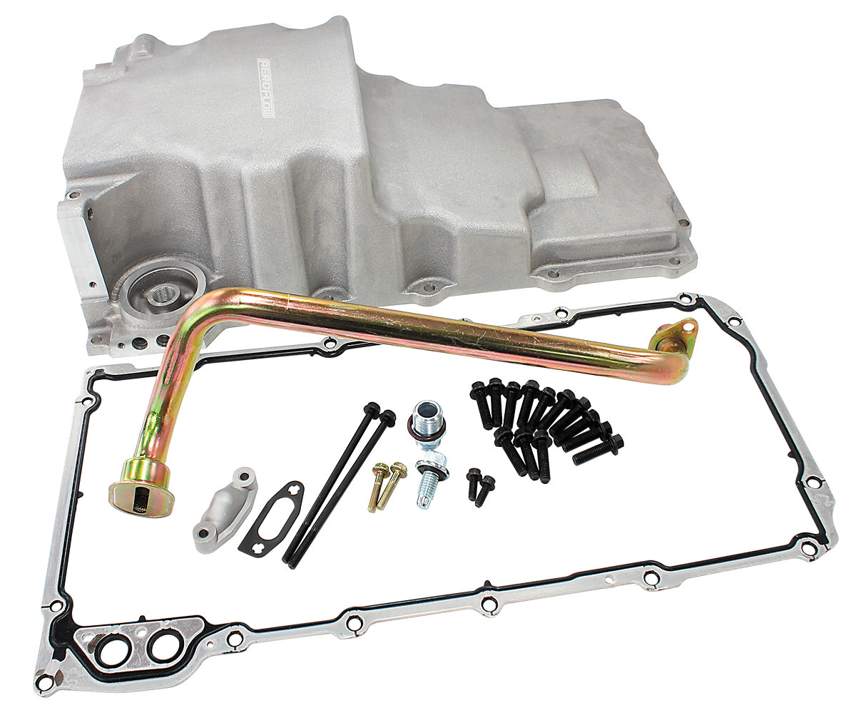 GM LS Cast Aluminium Conversion Rear Sump Oil Pan with Extra Clearance  Suit GM LS Series, 5.85 Litre Capacity