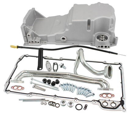 Aeroflow GM LS Cast Aluminium Standard Replacement Front Sump Oil Pan   Suit GM LS Series, Holden Commodore VZ OEM Style