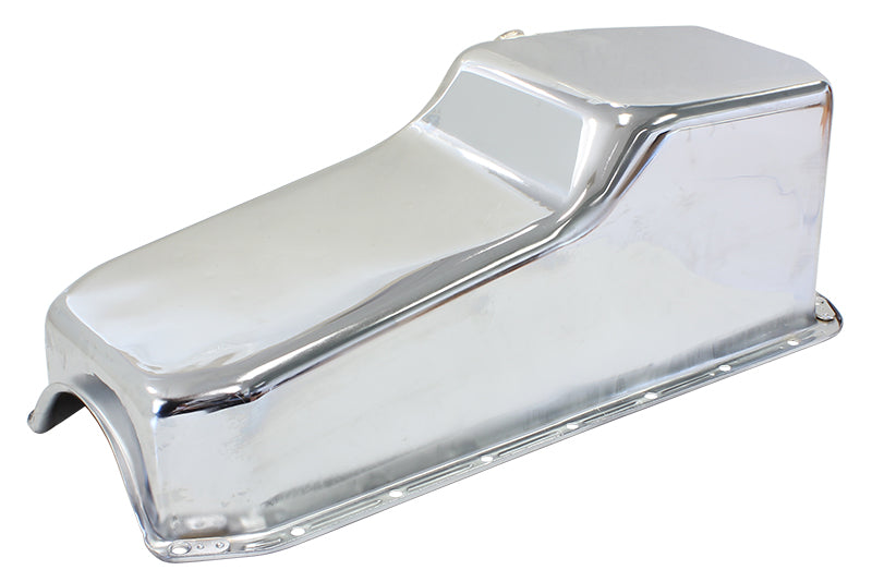 Chevrolet L/H DipstickStandard Replacement Oil Pan, Chrome Finish   Suit Small Block Chev Left Hand Dipstick with 2-Piece Rear Main Seal, 5.0L Capacity