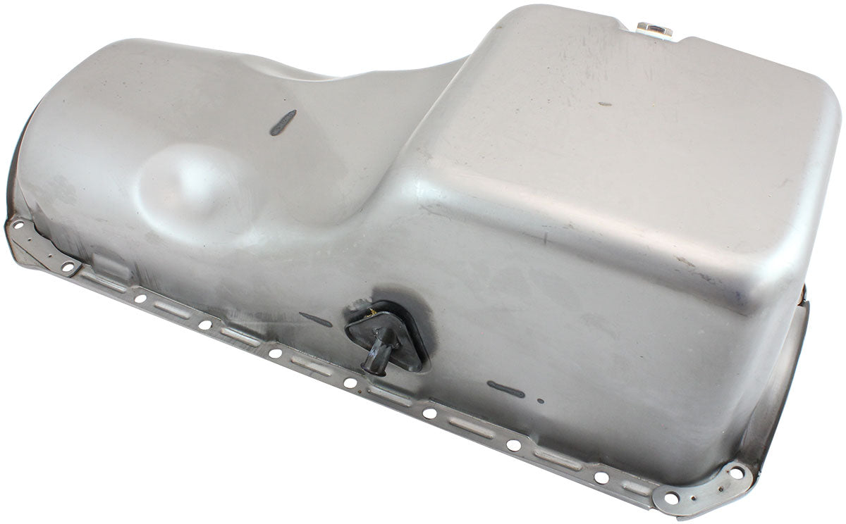 Big Block Chevrolet Right Hand Dipstick Standard Replacement Oil Pan, Raw Finish  Suit 2-Piece Rear Main Seal, 5.0L Capacity