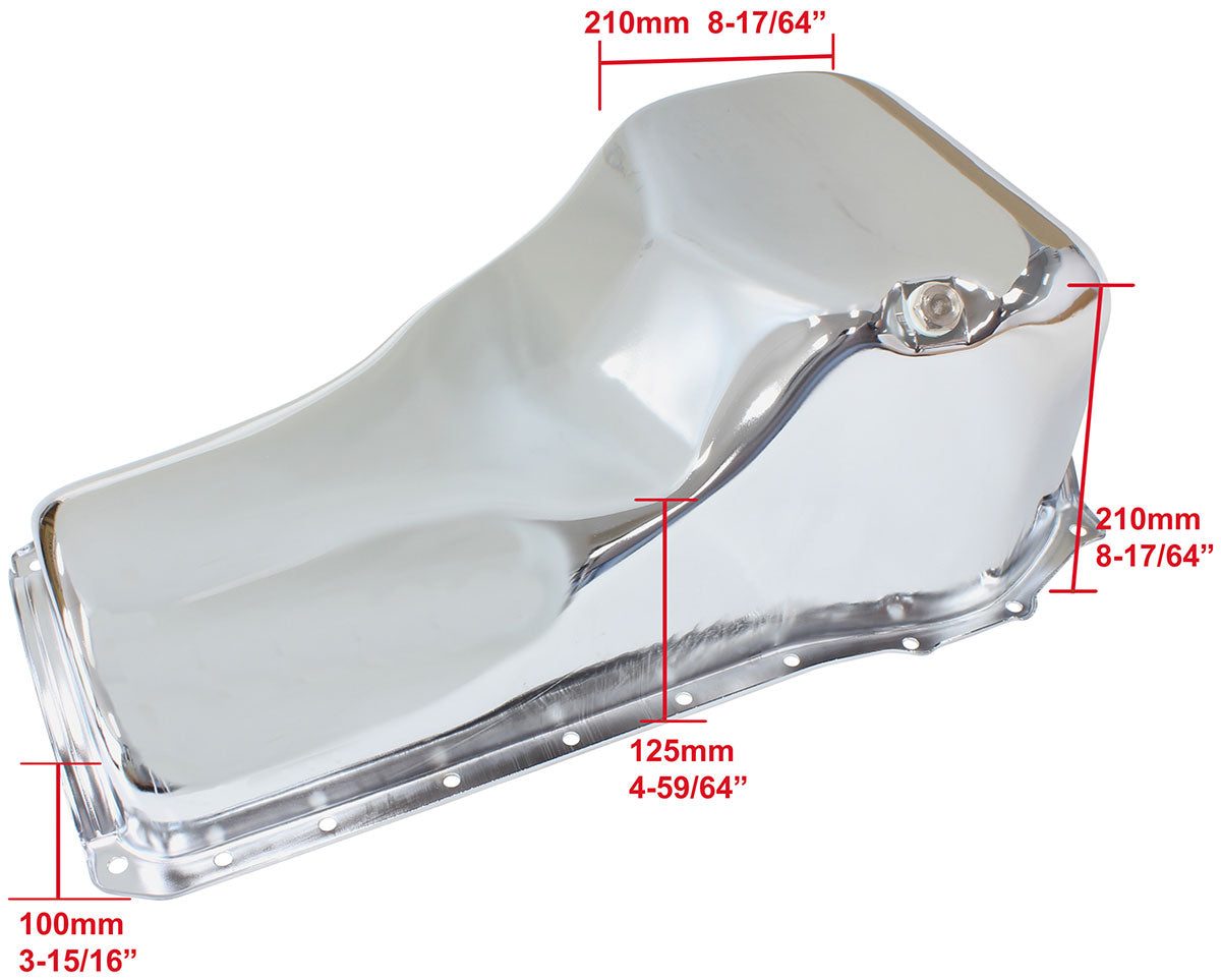 Ford Cleveland Standard Replacement Oil Pan, Chrome Finish   Suit Ford 302 and 351 Cleveland, 5.0L Capacity